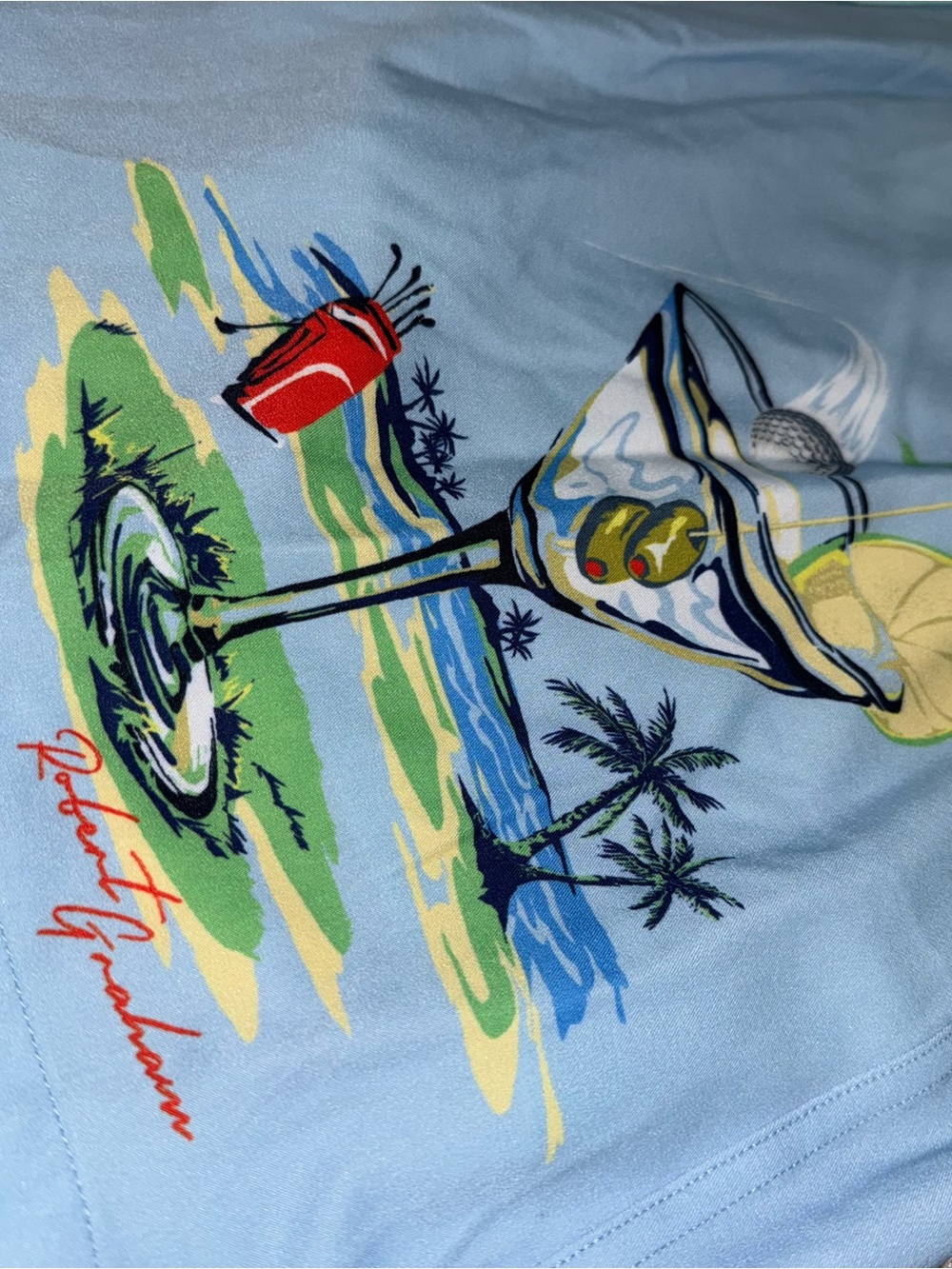 NWT Robert Graham Golf Martini Swim Trunks Mens XL Crystal Blue